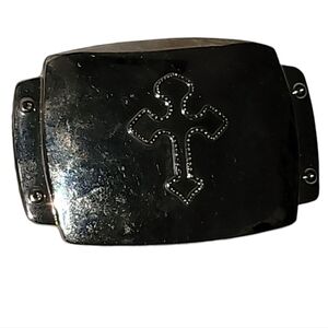 Cross Western Belt Buckle Celtic Cross Raised Center Silver Rockabilly Unisex